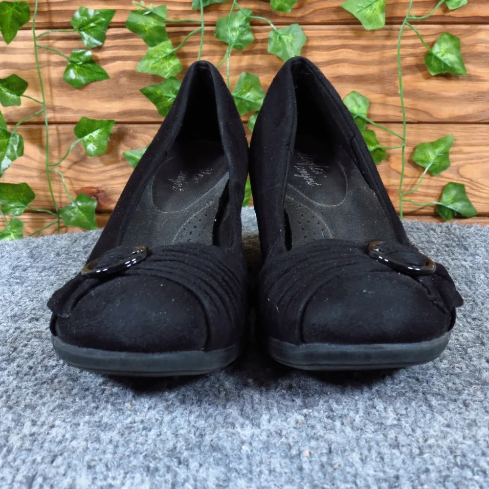 Dexflex Comfort Women Wedge Pump Size 8 Professional Office Black Faux Suede